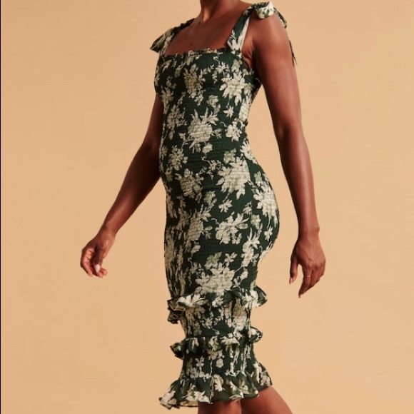 Abercrombie Tie-Strap Smocked Midi Dress - Picture 3 of 5